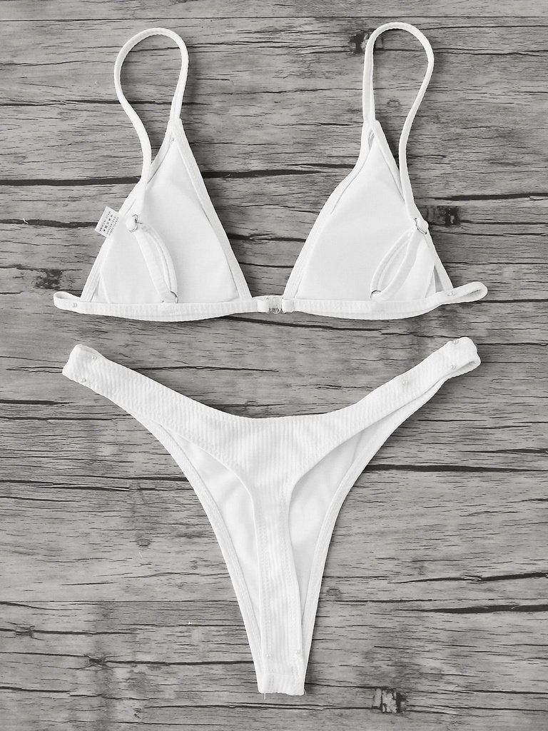 High Leg Triangle Ribbed Bikini Set-swimwear-Des Mess