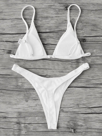 High Leg Triangle Ribbed Bikini Set-swimwear-Des Mess