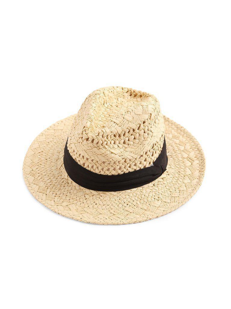 Contrast Band Braided Beach Hat-accessories-Des Mess