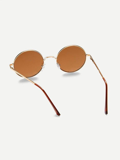 Gold Frame Brown Round Lens Sunglasses-accessories-Des Mess