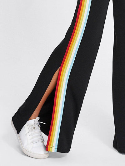 Rainbow Tape Side Split Pants-bottom-Des Mess