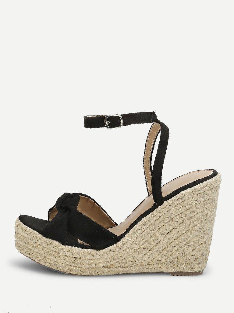 Knot Detail Espadrille Wedges-shoes-Des Mess