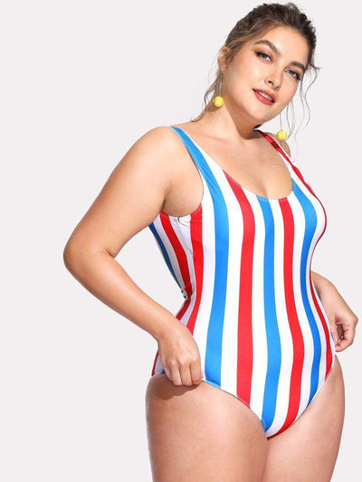 Open Back Striped Swimsuit-swimwear-Des Mess