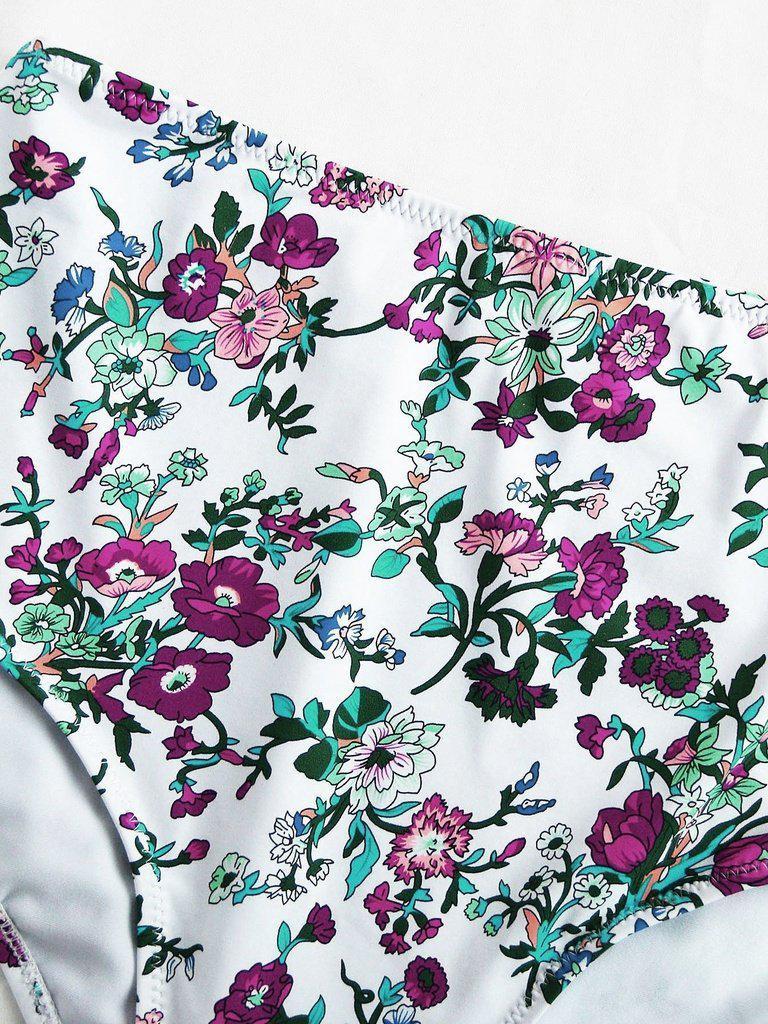 Floral Print Halter Bikini Set-swimwear-Des Mess