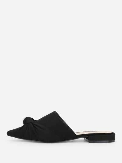 Knot Detail Suede Flat Mules-shoes-Des Mess