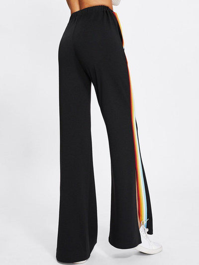 Rainbow Tape Side Split Pants-bottom-Des Mess