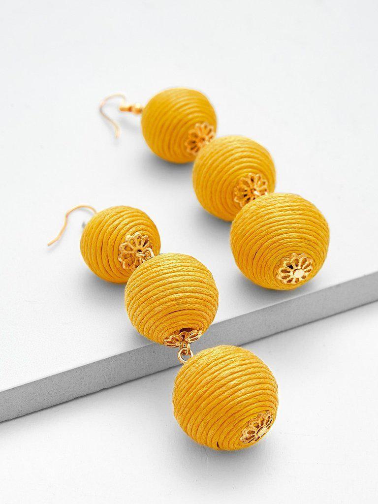 Pom Pom Design Drop Earrings-jewelry-Des Mess