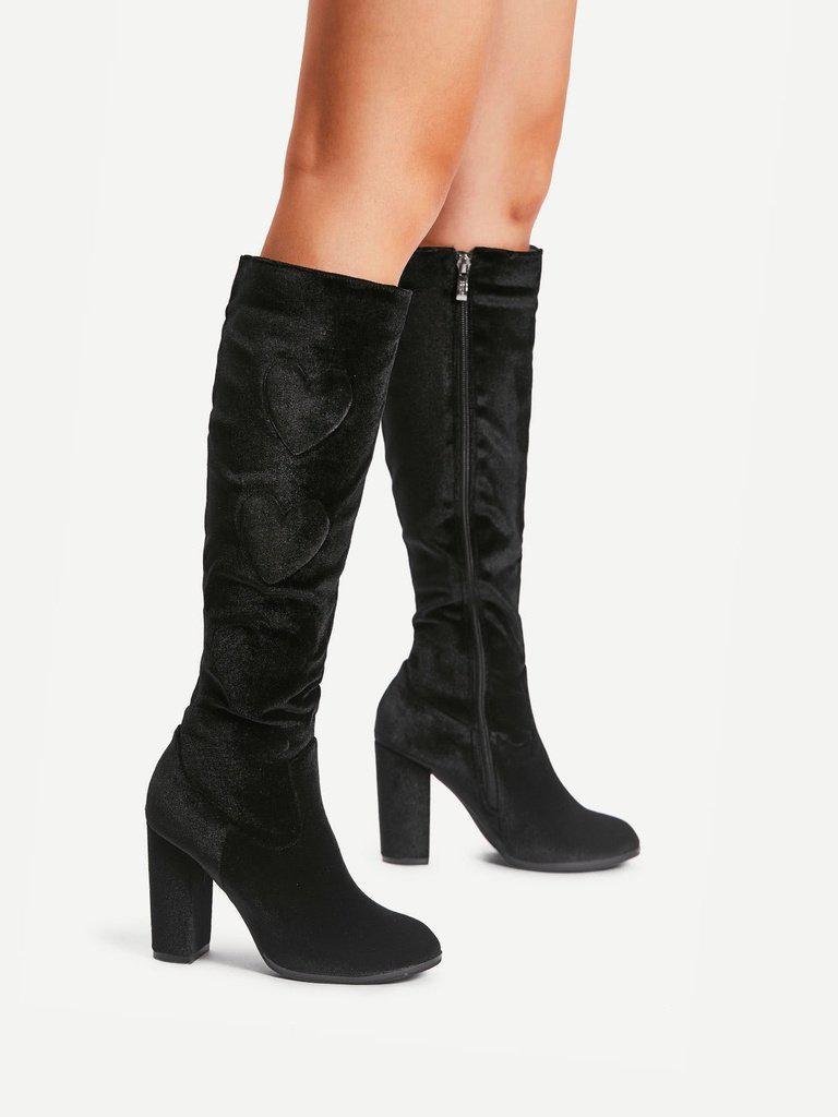Heart Pattern Knee High Boots-shoes-Des Mess