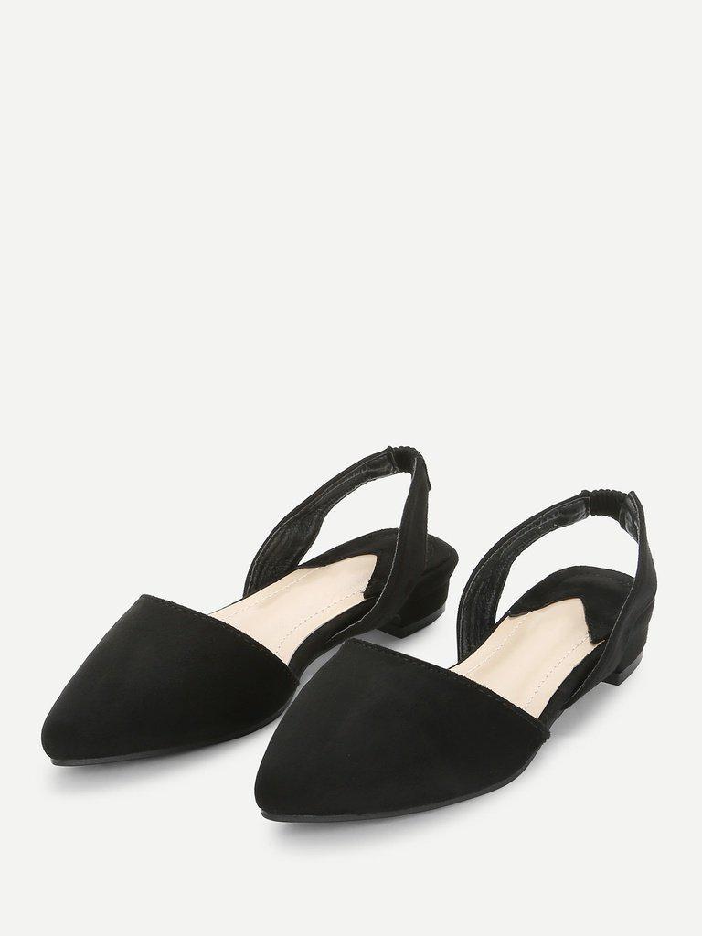 Pointed Toe Suede Slingback Flats-shoes-Des Mess