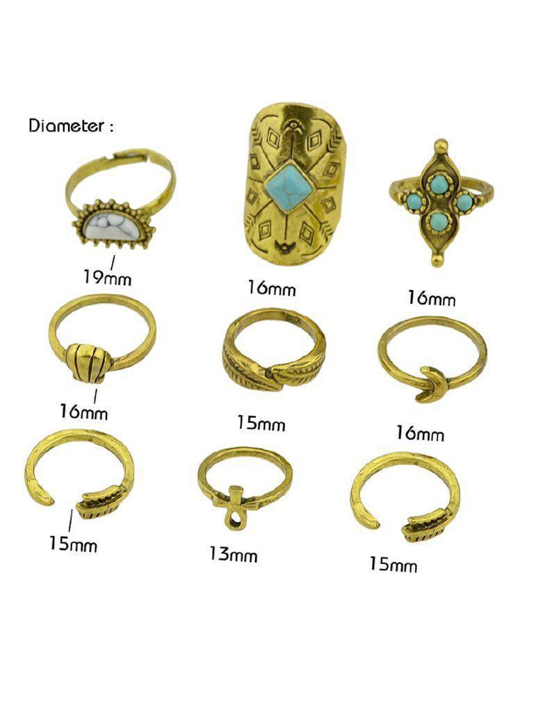 At-Gold Moon Arrow Ring 9-Pieces Set-jewelry-Des Mess