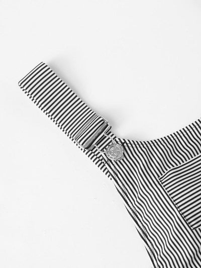 High Leg Striped Swimsuit-swimwear-Des Mess