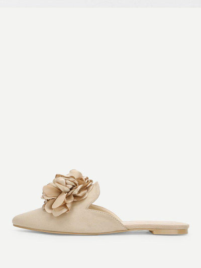 Flower Applique Flat Mules-shoes-Des Mess