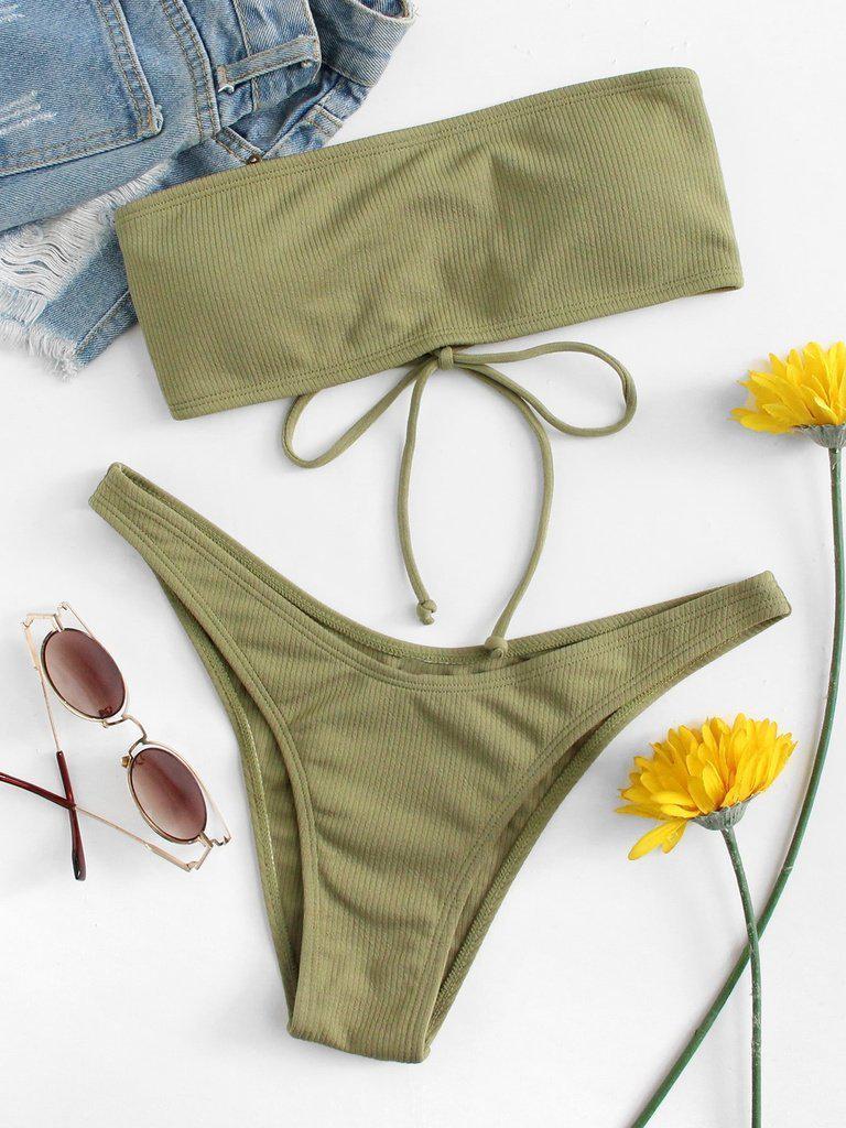 Lace Up High Leg Bikini Set-swimwear-Des Mess