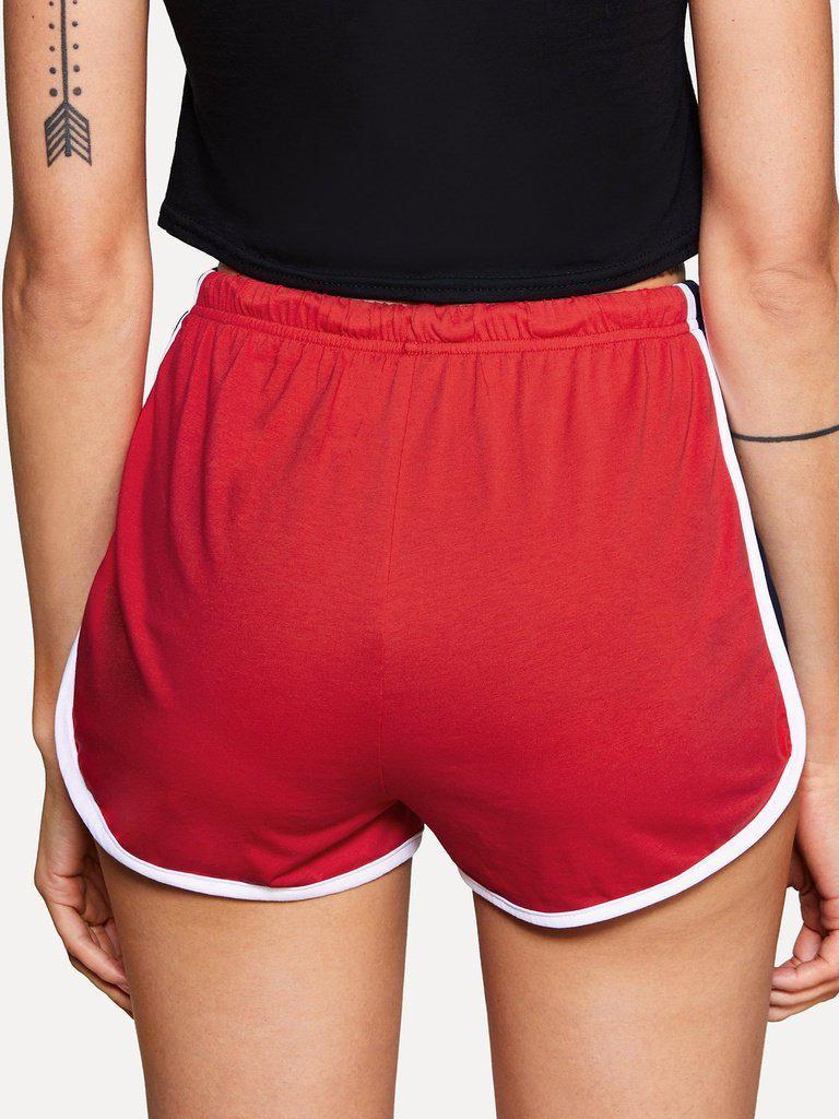 Contrast Binding Color Block Dolphin Shorts-bottom-Des Mess