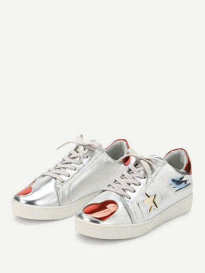 Star & Heart Pattern Sneakers-shoes-Des Mess