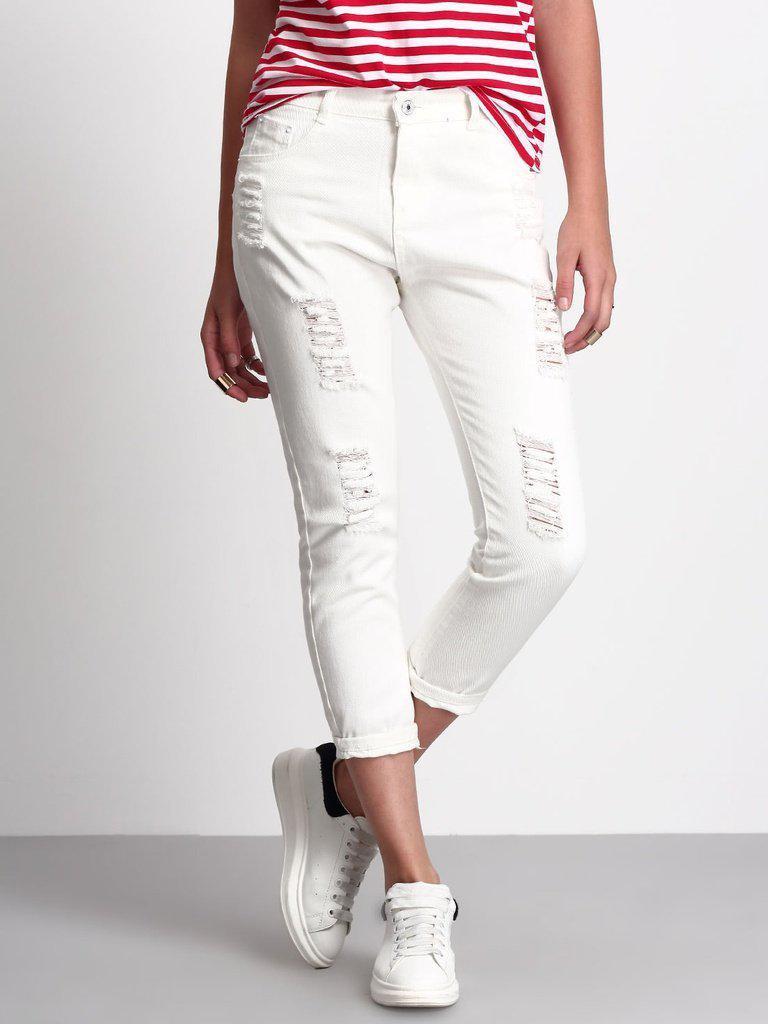 Frayed Ripped Capri Jeans-bottom-Des Mess