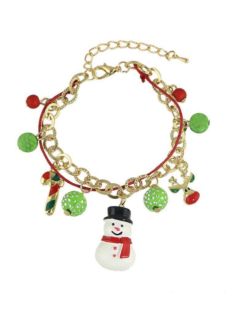 New Christmas Gift Colorful Balls Snowman Deer Charms Bracelet--Des Mess