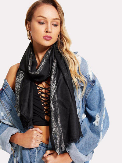 Frayed Trim Light Weight Scarf-accessories-Des Mess