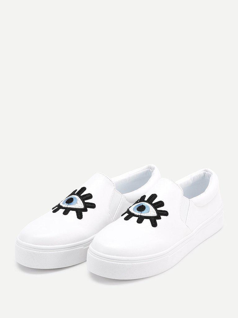 Embroidery Detail PU Sneakers-shoes-Des Mess