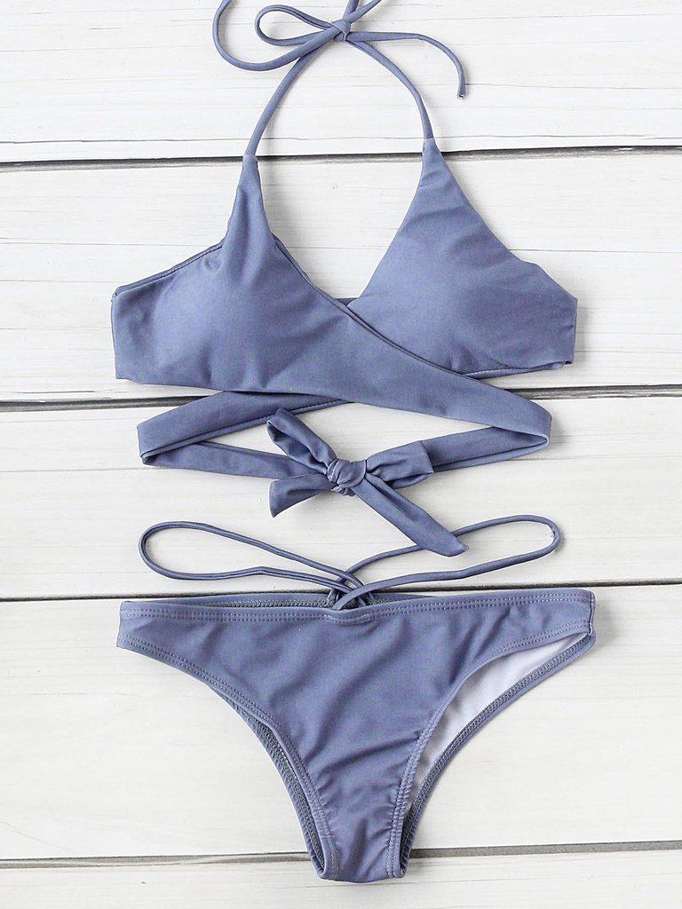 Halter Wrap Bikini Set--Des Mess