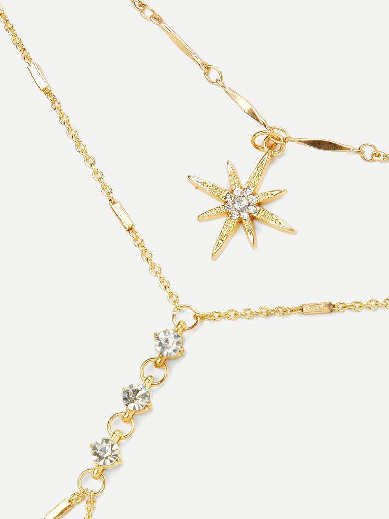 Rhinestone Detail Chain Body Harness With Necklace-jewelry-Des Mess