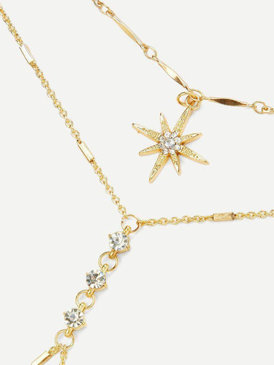 Rhinestone Detail Chain Body Harness With Necklace-jewelry-Des Mess