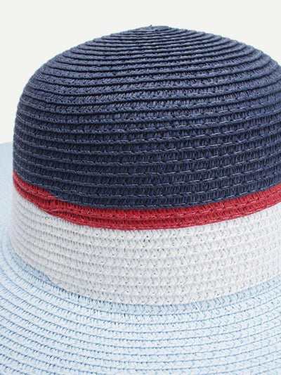 Color Block Design Floppy Hat-accessories-Des Mess