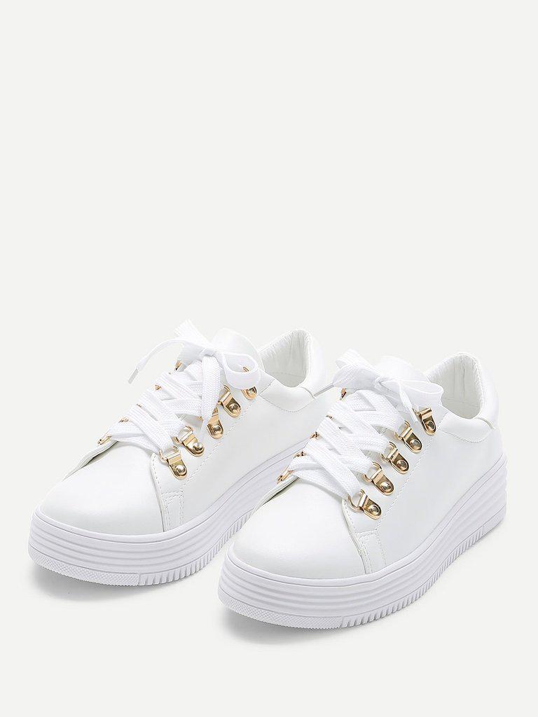 Lace Up Flatform PU Sneakers-sportswear-Des Mess