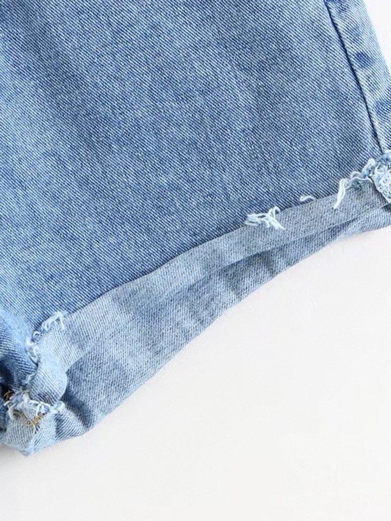 Rolled Hem Denim Shorts-bottom-Des Mess