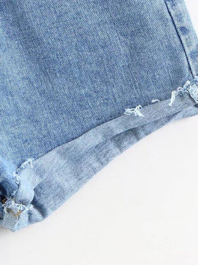 Rolled Hem Denim Shorts-bottom-Des Mess