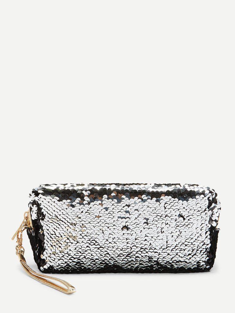 Sequin Makeup Bag With Wristlet-makeup-Des Mess