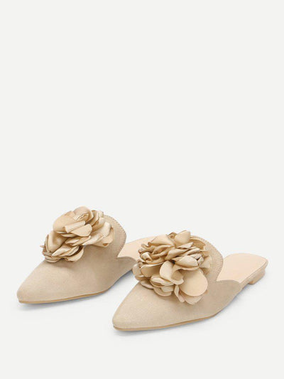 Flower Applique Flat Mules-shoes-Des Mess