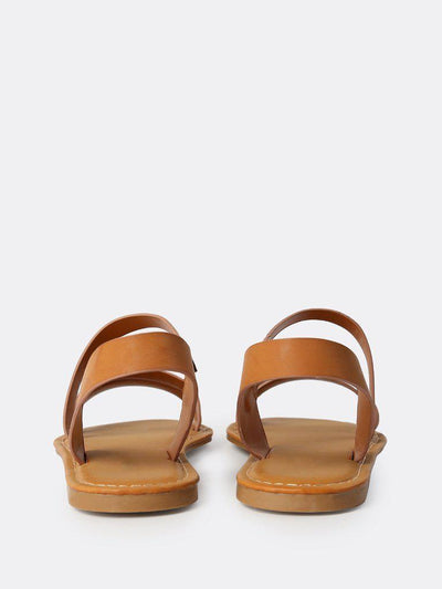 Open Toe Wrap Over Sandals TAN-shoes-Des Mess