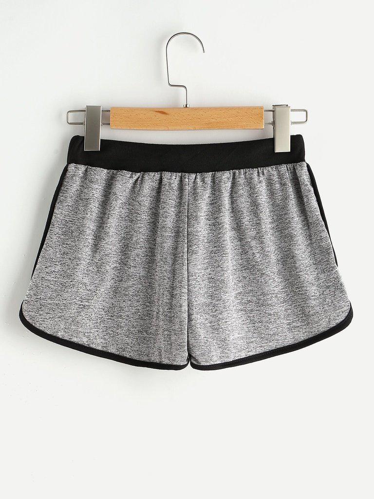 Drawstring Waist Ringer Shorts-bottom-Des Mess