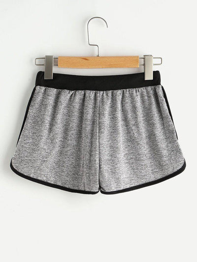 Drawstring Waist Ringer Shorts-bottom-Des Mess
