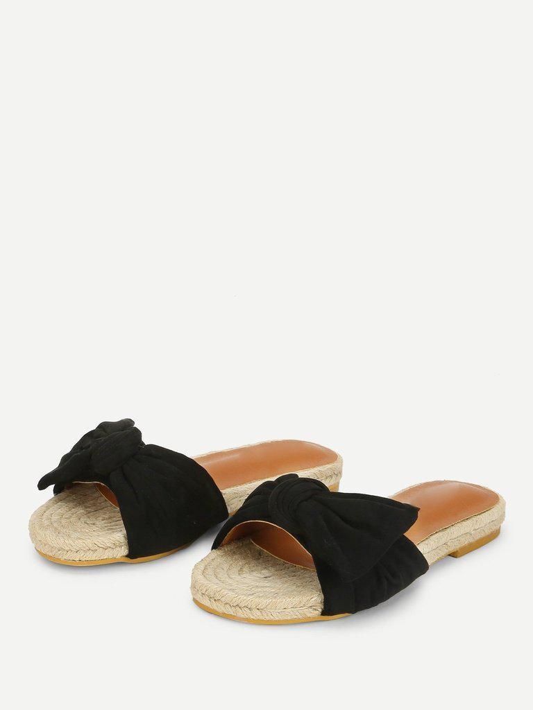 Bow Decorated Espadrille Flat Sandals-shoes-Des Mess