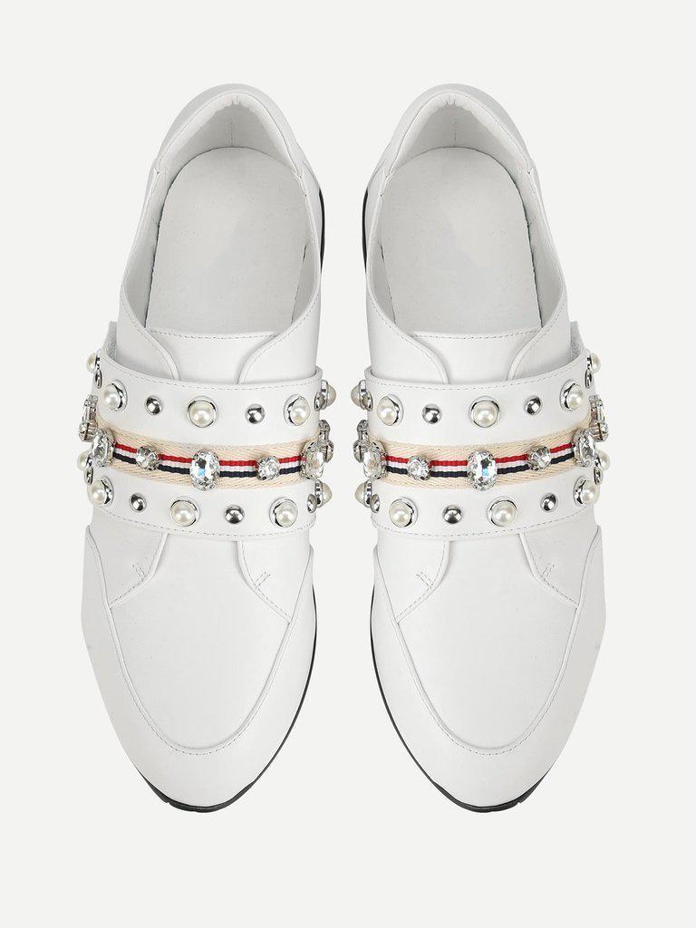 Rhinestone Design Slip On Sneakers-shoes-Des Mess