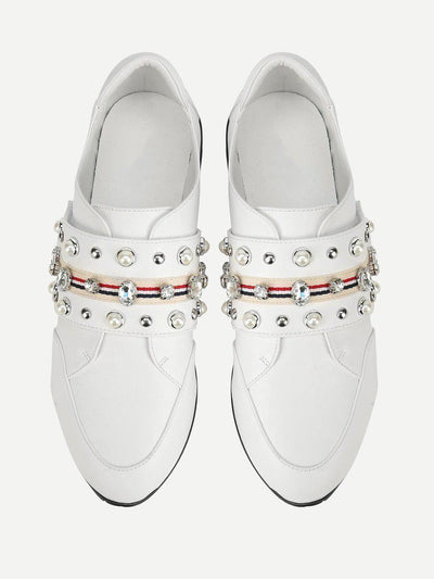 Rhinestone Design Slip On Sneakers-shoes-Des Mess
