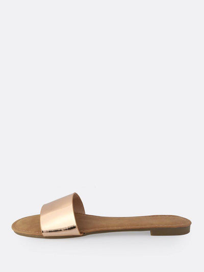 Classic Metallic Slip On Sandals ROSE GOLD-shoes-Des Mess