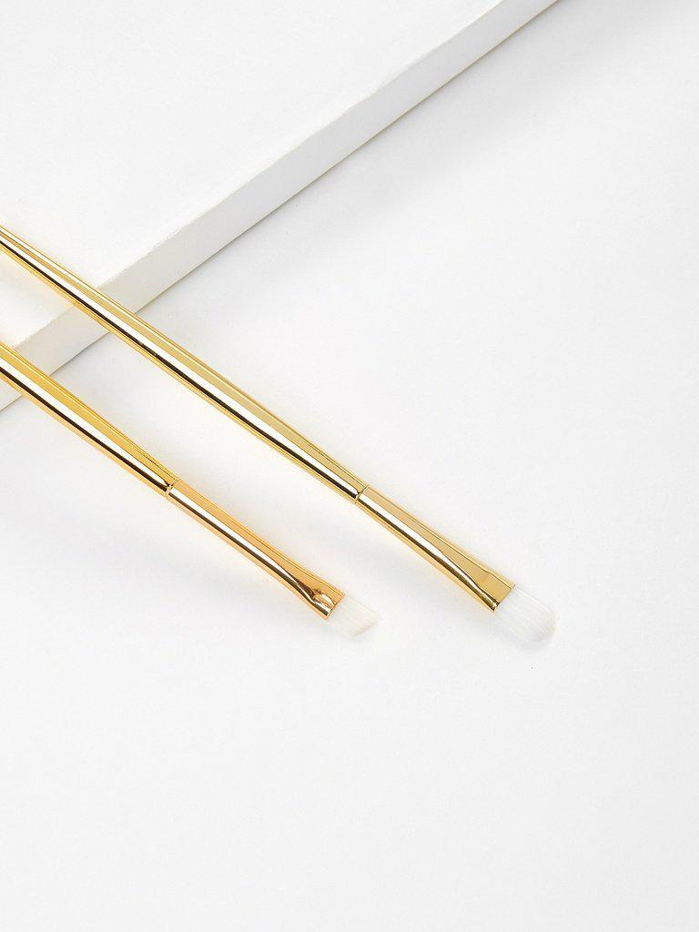 Metallic Handle Professional Makeup Brush Set 2Pcs-makeup-Des Mess