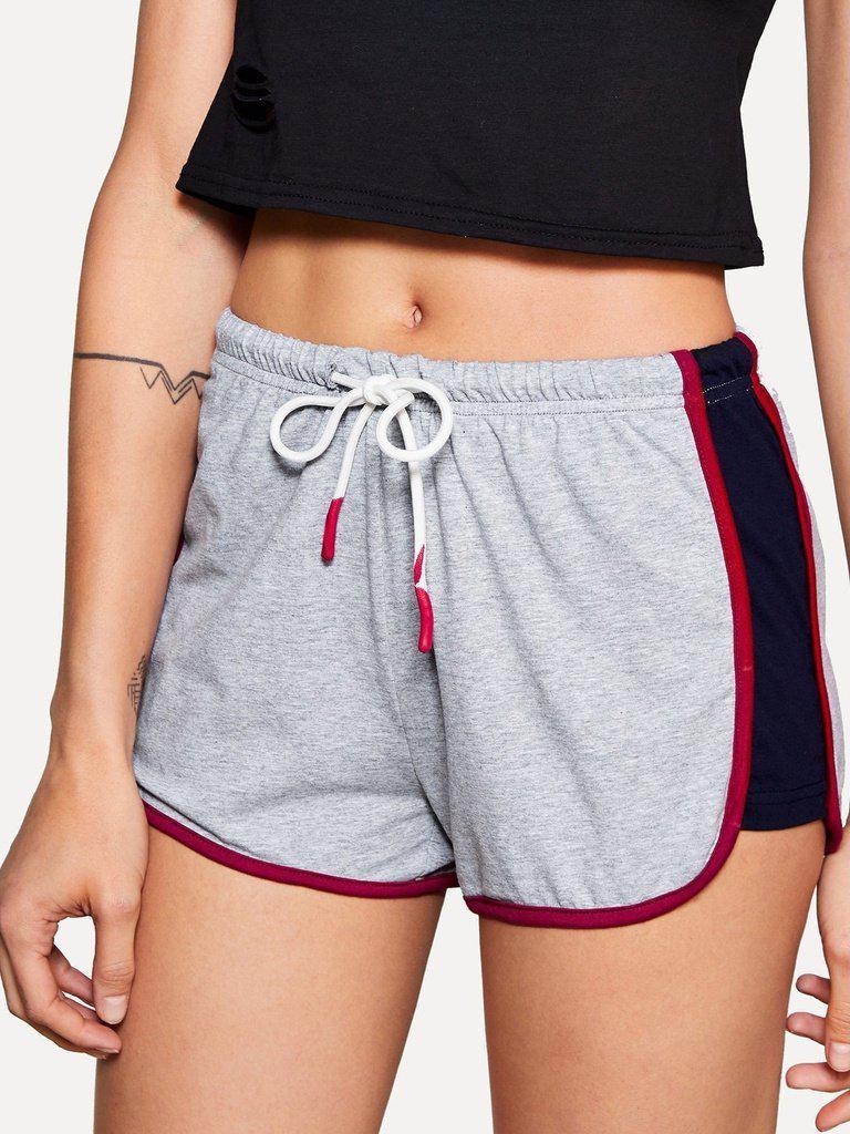 Contrast Binding Color Block Dolphin Shorts-bottom-Des Mess