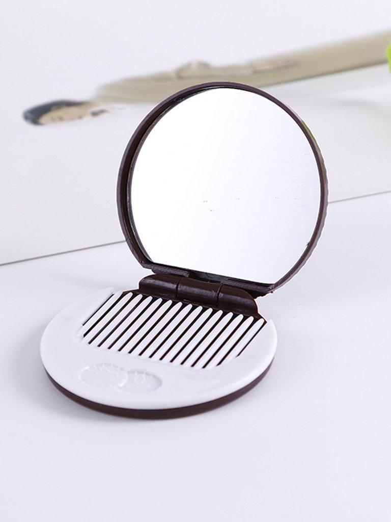 Circle Fold Mirror With Comb-makeup-Des Mess