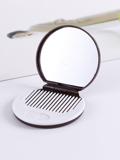 Circle Fold Mirror With Comb-makeup-Des Mess
