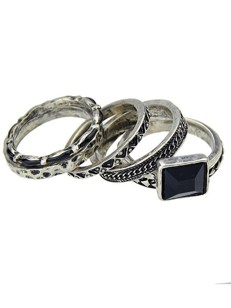 Four Pieces At-silver Ring Set-jewelry-Des Mess