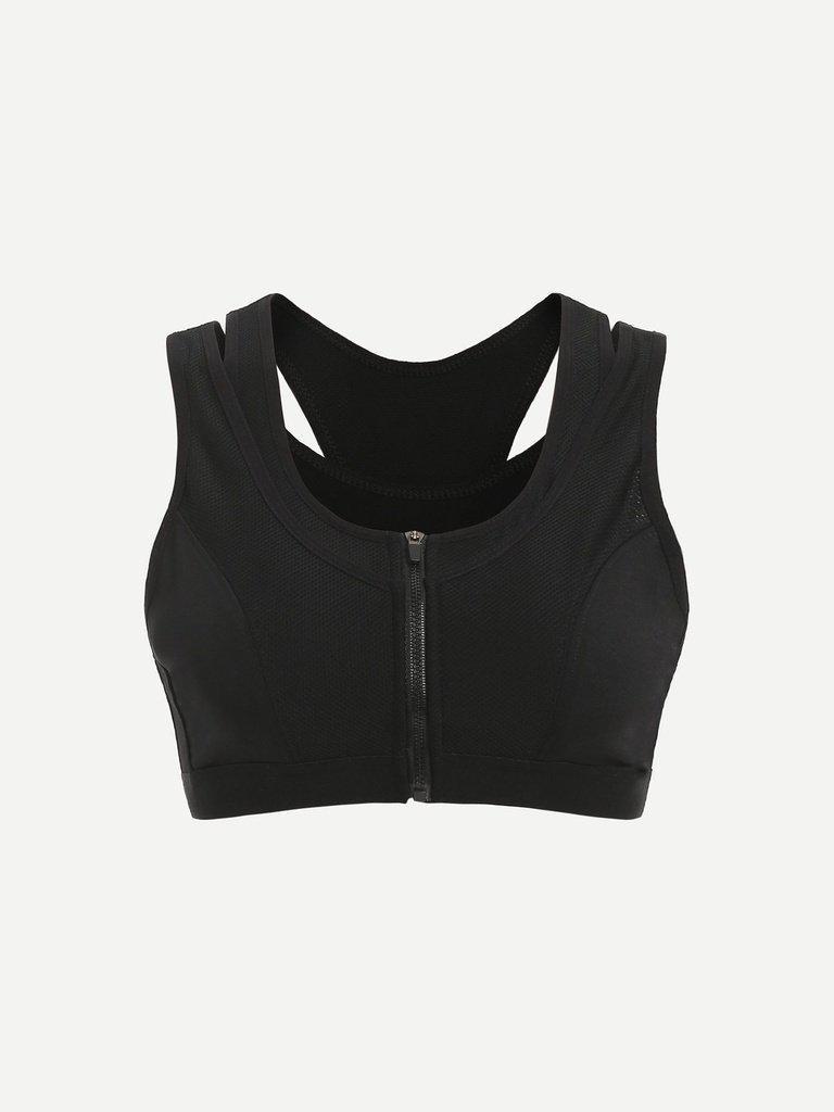 2 In 1 Zipper Sports Bra-sportswear-Des Mess