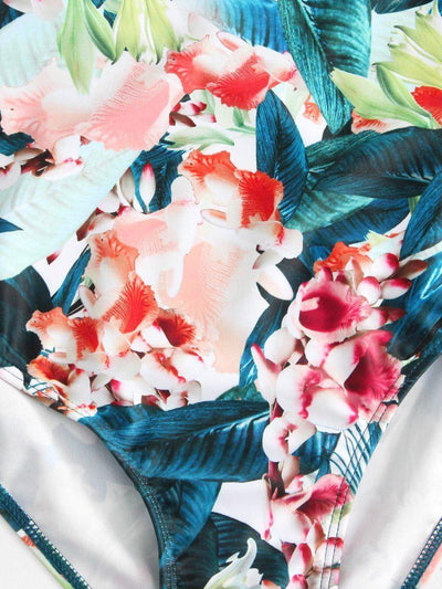 Flower Print Flounce Swimsuit-swimwear-Des Mess