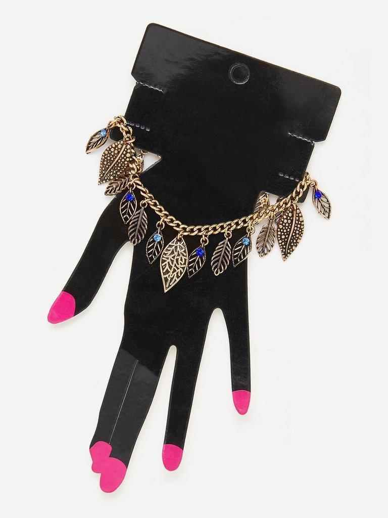 Leaf Charm Chain Bracelet--Des Mess