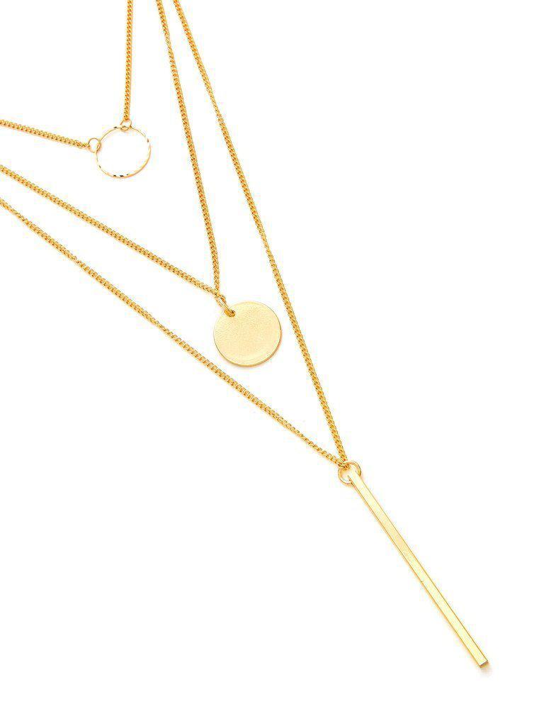 Sequin & Bar Design Layered Chain Necklace-jewelry-Des Mess