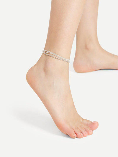 Rhinestone Layered Chain Anklet-jewelry-Des Mess
