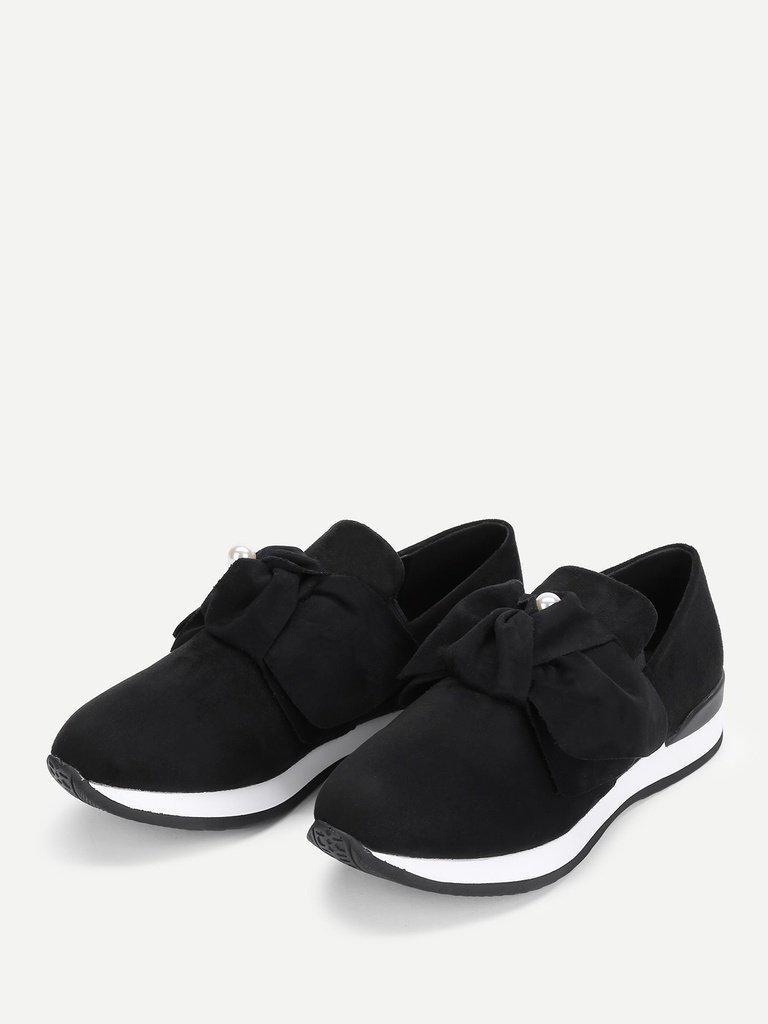 Bow Decorated Low Top Sneakers-shoes-Des Mess